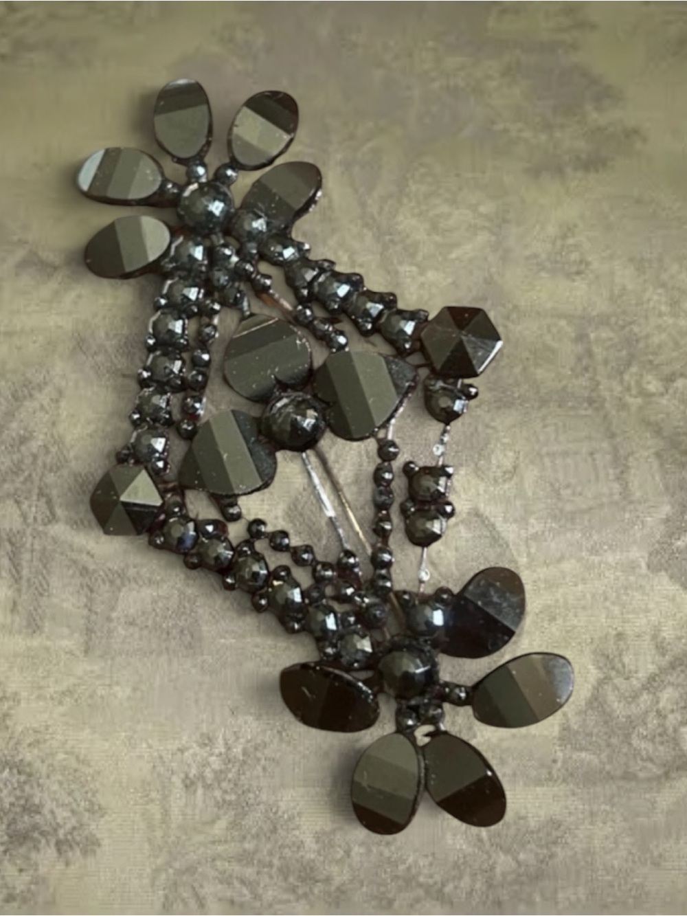 Victorian Mourning Brooch Elaborate Design, Large 4”